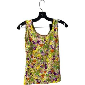 Vintage Floral Tank Top Sleeveless Colorful Flowers Sz S‎ Hippie Andrew St. John